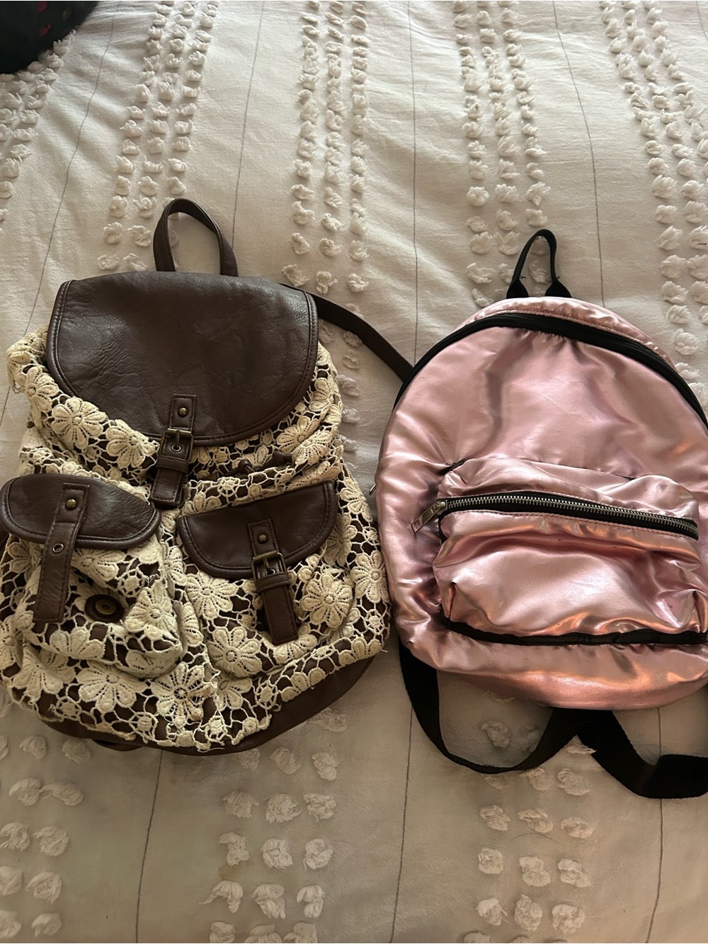 Shiny Pink Metallic Mini Backpack for Women